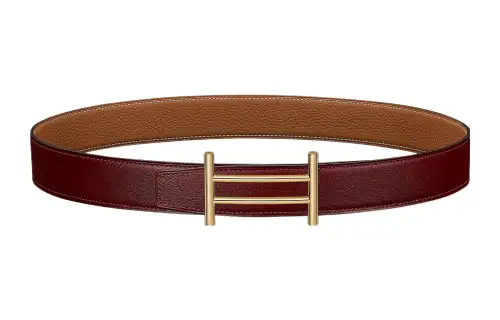HERMES Cow Leather Belts Women's Red Width 3.2cm