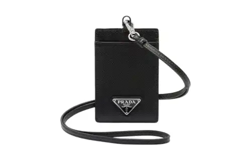 PRADA Saffiano Leather Card Holder Women's Black