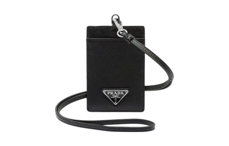PRADA Saffiano Leather Card Holder Women's Black