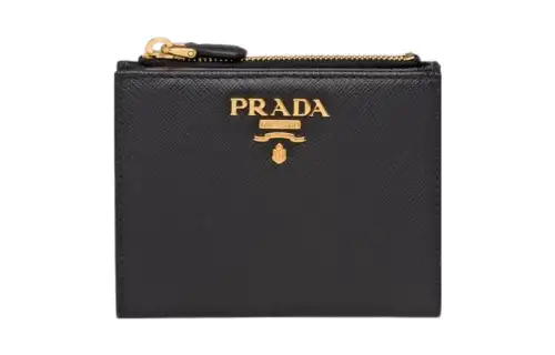 PRADA Saffiano Leather Wallet Small Women's Black
