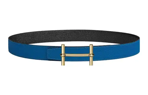 HERMES H D'Ancre Cow Leather Belts Women's Blue Width 3.2cm