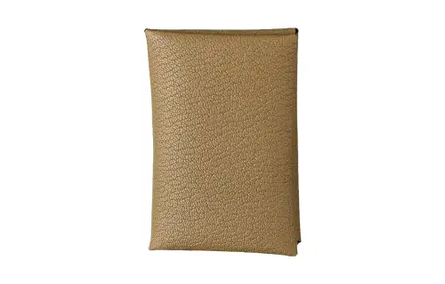 HERMES Calvi Mysore Goat Skin Handheld Card Holder Women's 18 Etoupe Elephant Gray