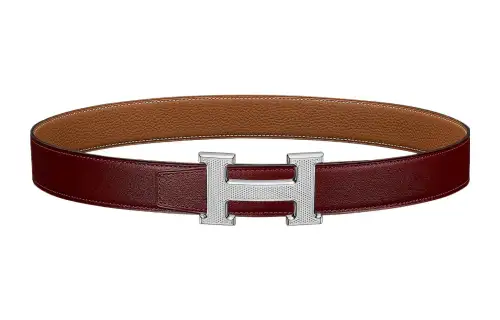 HERMES Cow Leather Belts Women's Red Width 3.2cm