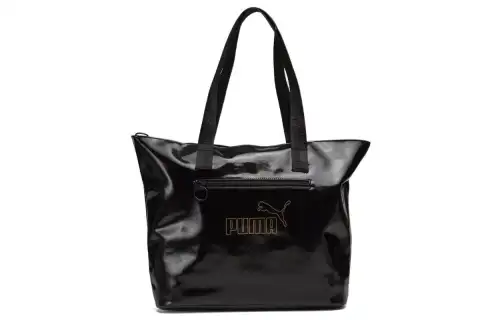 PUMA Artificial Leather Tote Bag, Shopping Bag, Shoulder Bag, Handbag Regular Women's Black Gold