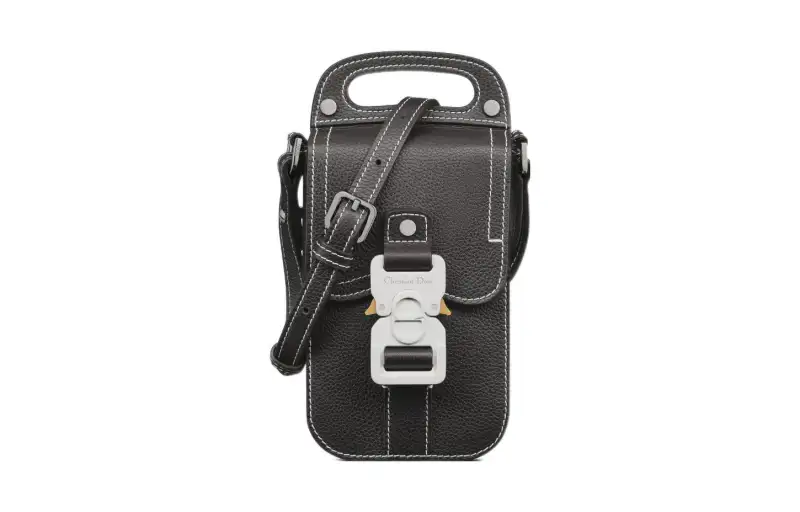 DIOR Grained Calfskin Handbag, Shoulder Bag, Crossbody Bag, Cell Phone Pouch Men's Black