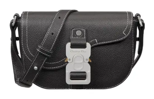 DIOR Grained Calfskin Saddle Bag One Shoulder Crossbody Clutch Men's Black