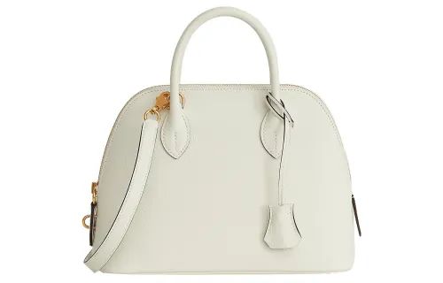 HERMES Bolide Evercolor Calfskin Bowling Bag, Handbag, Shoulder Bag, Crossbody Bag Women's Mushroom White/Cookie