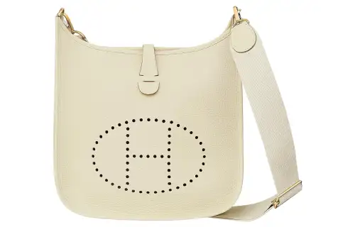 HERMES Evelyne Clemence Bullock Leather Crossbody Bag, Shoulder Bag 29 Women's I2 Nata Cream White