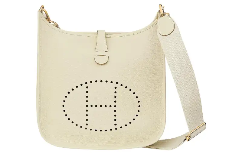 HERMES Evelyne Clemence Bullock Leather Crossbody Bag, Shoulder Bag 29 Women's I2 Nata Cream White