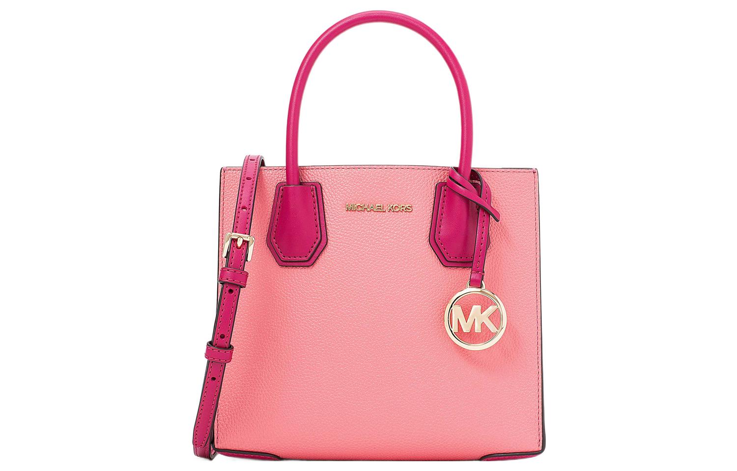 MICHAEL KORS Mercer Cow Leather Shoulder Bag, Crossbody Bag, Handbag Women's Rose Tea