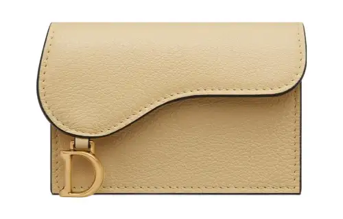 DIOR Saddle Sheepskin Card Holder Card Holder Women's Light Yellow