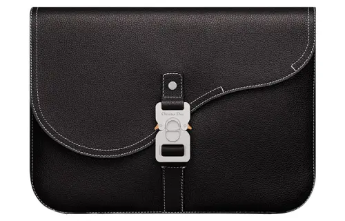 DIOR Grained Calfskin Saddle Clutch Men's Black