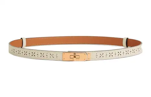 HERMES Garden Party Cow Leather Belts Women's Width 1.8cm