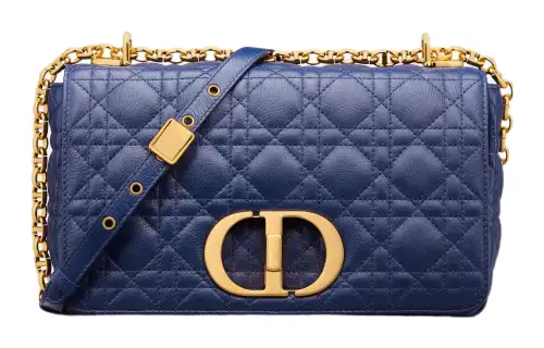 DIOR Caro Wicker Pattern Cow Leather Chain Bag, Shoulder Bag, Crossbody Bag Medium Women's Royal Blue