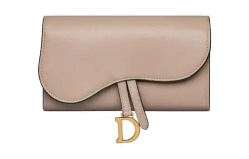 DIOR Saddle Goatskin Wallet Women's Hazelnut