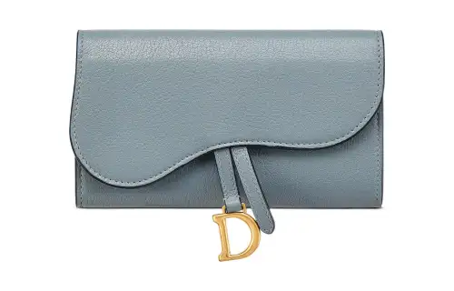 DIOR Saddle Goatskin Wallet Women's Cloud Blue