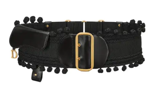 DIOR Calfskin Belts Women's Black Width 8cm