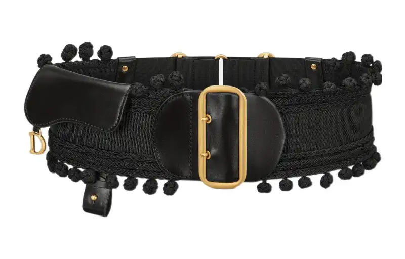 DIOR Calfskin Belts Women's Black Width 8cm
