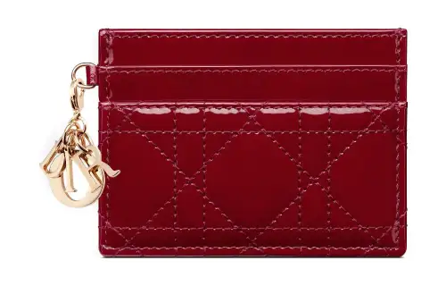 DIOR Lady Dior Patent Leather, Cow Leather Card Holder Card Holder Women's Red
