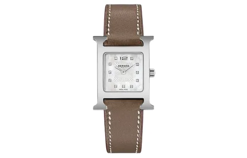 HERMES Heure H Collection Wrist Watches Quartz Movement Silver Dial Women's 30m Water Resistant W053591WW00