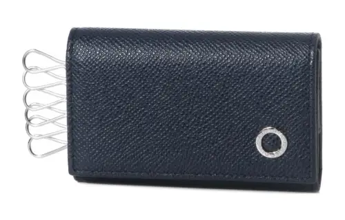 BVLGARI Calfskin Key Pouch Men's Blue