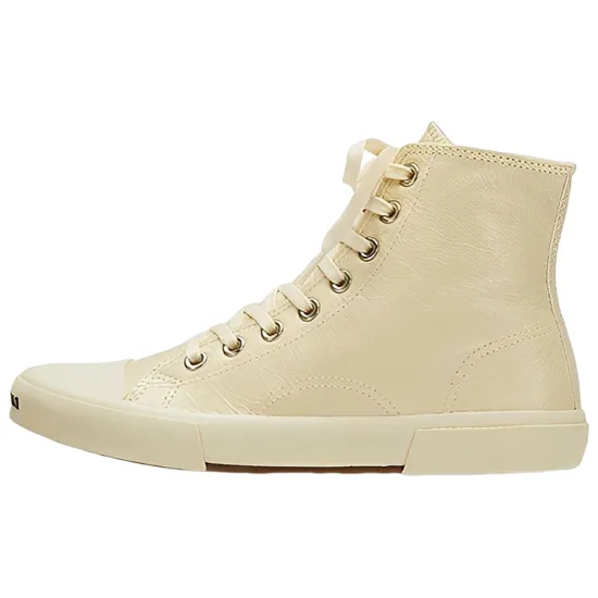 Balenciaga Paris High Top Sneakers 'Beige Leather And Beige Rubber'