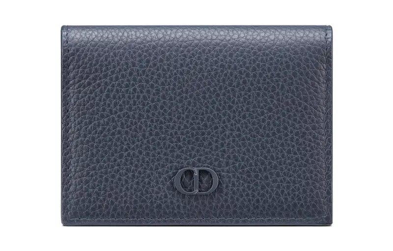 DIOR Grained Calfskin Business Card Holder, Coin Purse, Card Holder Men's Marine Blue
