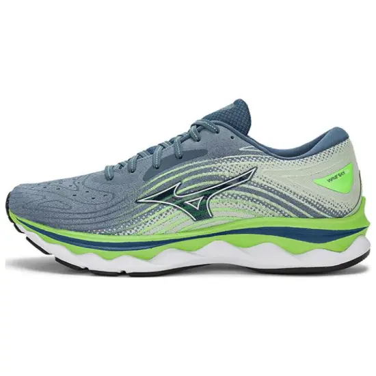 Mizuno Wave Sky 6 Running Shoes Men Low-Top Gray Cyan Green
