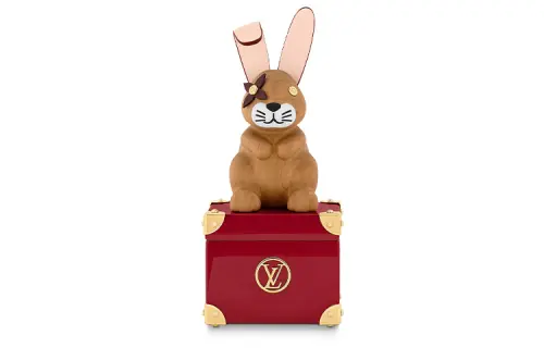 LOUIS VUITTON Leather Storage Box Hard Case Unisex Red/Brown