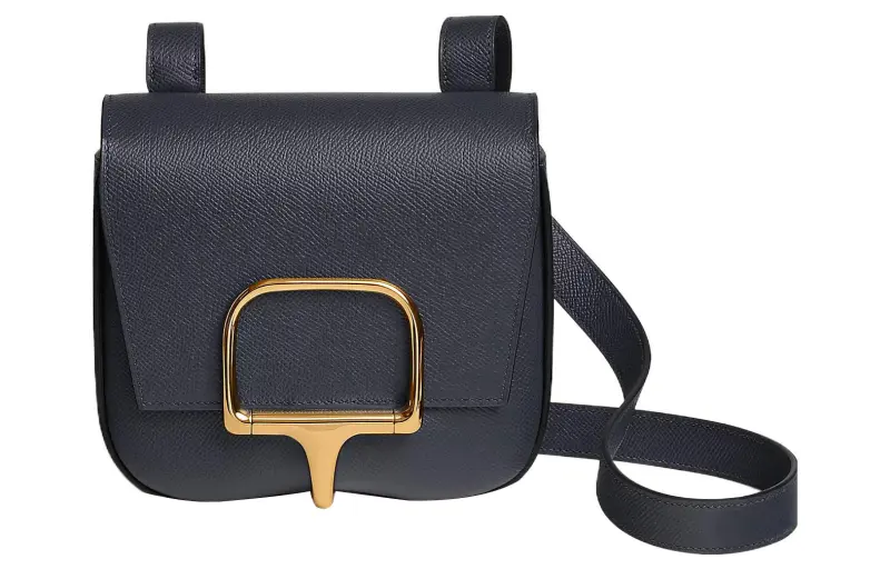 HERMES Della Cavalleria Epsom Calfskin Crossbody Bags Mini Women's 76 Bleu Indigo