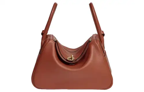 HERMES Lindy Evercolor Calfskin Handbag 26 Women's 4E Sienne Ochre Red