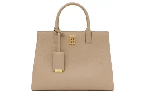 Burberry Frances Grain Calfskin Tote Bag, Shopping Bag, Shoulder Bag, Crossbody Bag, Handbag Mini Women's Wheat Beige