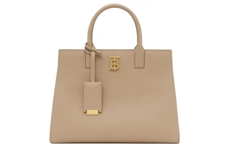 Burberry Frances Grain Calfskin Tote Bag, Shopping Bag, Shoulder Bag, Crossbody Bag, Handbag Mini Women's Wheat Beige