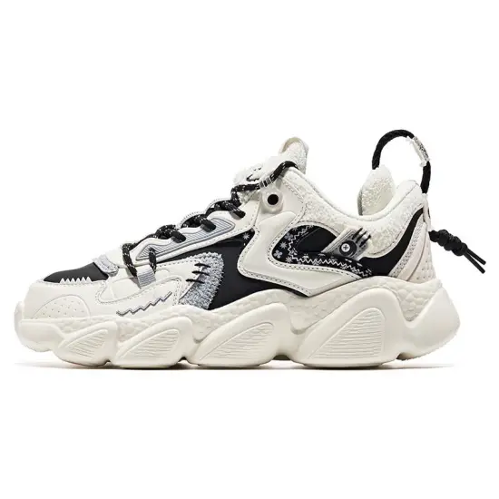 Erke Anti-Slip Wear-Resistant Low-Top Running Shoes Women's Ivory Slate Gray
