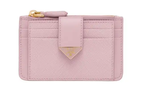 PRADA Saffiano Leather Card Holder Women's Pink