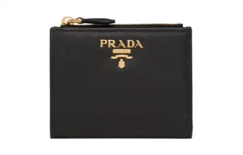 PRADA Saffiano Leather Wallet Small Women's Black