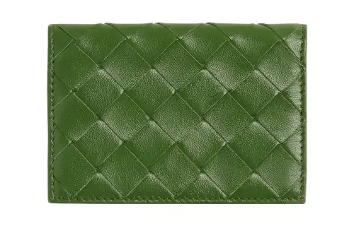 Bottega Veneta Sheepskin With Cow Leather Card Holder Women's Avocado Green