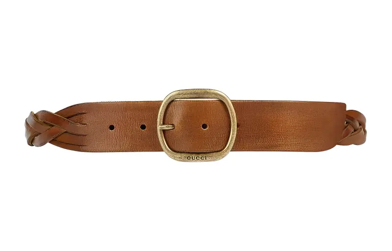 GUCCI Leather Belts Men's Brown Width 4cm