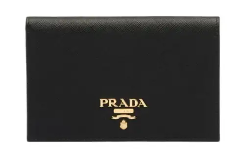 PRADA Saffiano Leather Passport Holder Wallet Women's Black