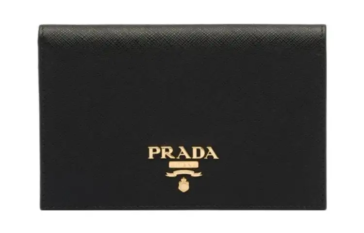 PRADA Saffiano Leather Passport Holder Wallet Women's Black