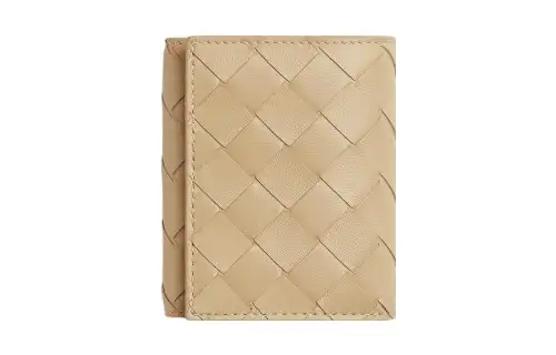Bottega Veneta Lambskin With Cow Leather Wallet Small Women's Beige