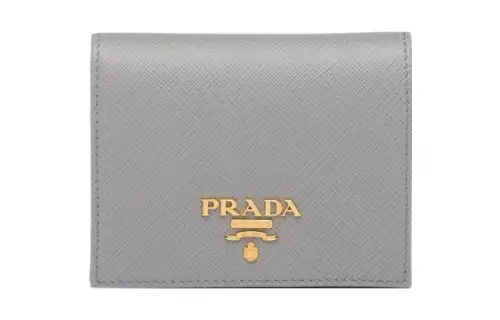 PRADA Saffiano Leather Wallet Small Women's Gray