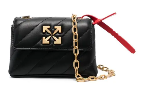 OFF WHITE Calfskin Messenger Bag, Shoulder Bag, Crossbody Bag Women's Black