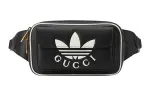 GUCCI Adidas Originals Collaboration Leather Belt Bag Fanny Pack Men's Black/White