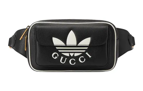 GUCCI Adidas Originals Collaboration Leather Belt Bag Fanny Pack Men's Black/White