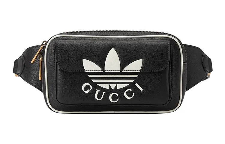 GUCCI Adidas Originals Collaboration Leather Belt Bag Fanny Pack Men's Black/White