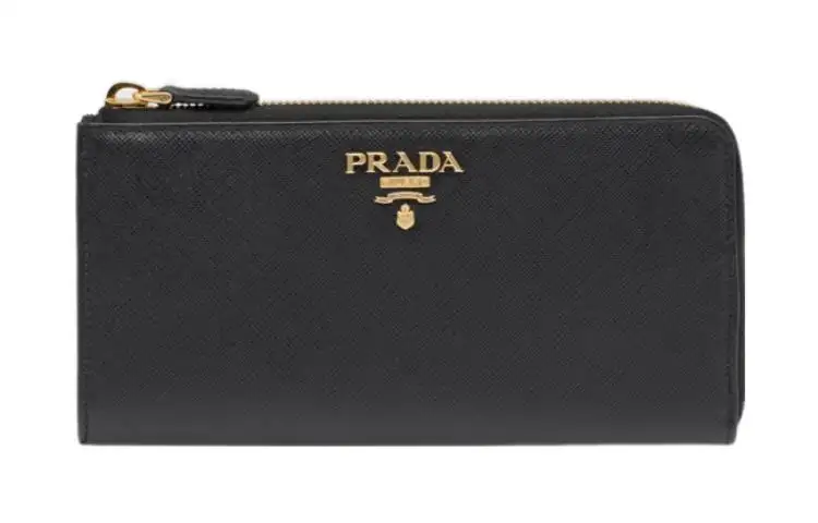 PRADA Saffiano Leather Wallet Large Women's Black