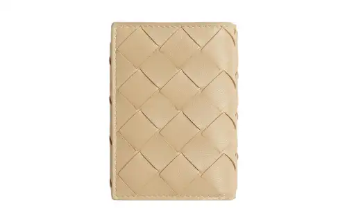 Bottega Veneta Sheepskin With Cow Leather Wallet Small Women's Oat