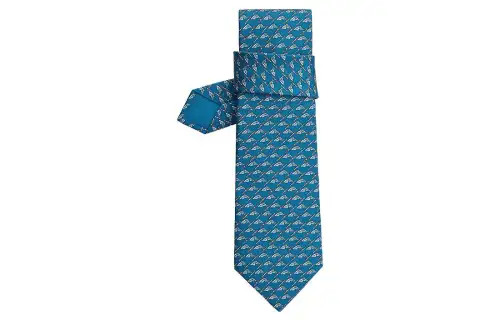 HERMES Ties Men's Sky Blue/White