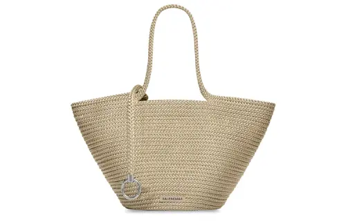 Balenciaga Nylon With Lambskin Large Basket Handbag Large Women's Beige